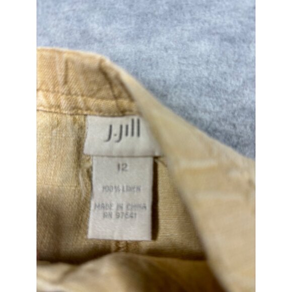 J Jill Womens Blazer Pants Set Size  M 12 Beige Yellow 100% Linen Lagenlook - Picture 6 of 10